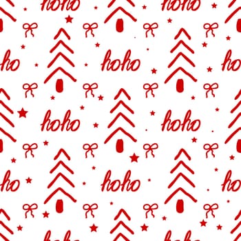 ho ho Christmas wrapping paper, seamless red Christmas pattern
