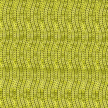 Stylish Knit. Yellow Knitted Texture. Woolen Pullover Tricot Print. Winter Fabric Pattern.