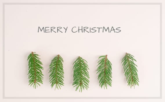 Christmas and new year holiday greeting card and background, winter landscape with fir trees, copy space for text