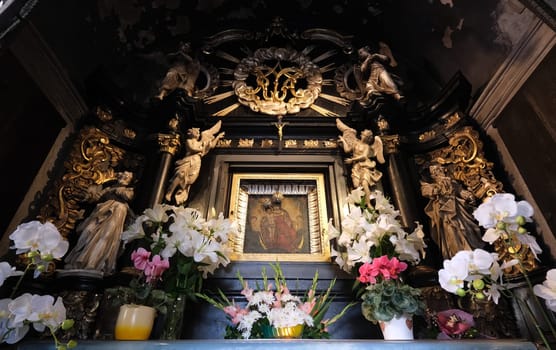Altar of Our Lady of the Kamenita Vrata in the chapel of Our Lady of the Kamenita vrata (Stone Gate) in Zagreb, Croatia