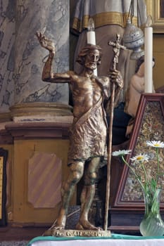 Saint John the Baptist, statue on the high altar in the church of Saint John the Baptist in Gornja Jelenska, Croatia