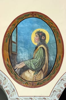 Saint Cecilia, fresco in the parish Church of Saint George in Draganic, Croatia