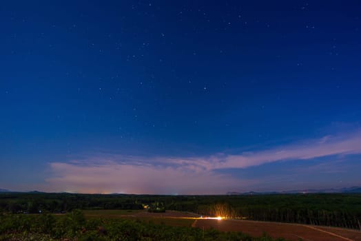 Star in sky with milky way galaxy landscape nature dark filter style on mountain