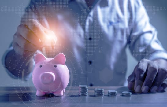 Investor online saving concept, Online Investment Savings, Online Stock Investors, Internet Financial Transactions, Save Monney for Investors Using Internet to Trade Stocks or Trade Fund