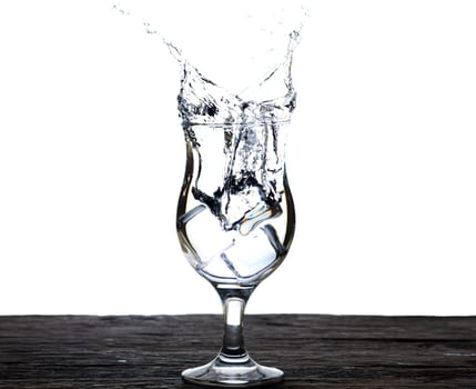 The image of pouring drinking water, into a glass, that makes one feel refreshed isolated on white background, Splashing water, Sparkling water