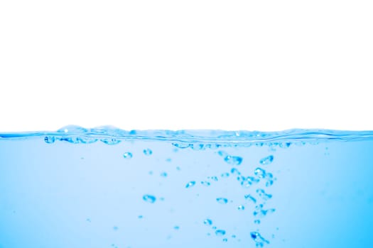 Water wave with bubbles on a white background