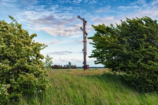 old wagons and tracks on the former railway line to Fischland-Darss peninsula, Bresewitz, Mecklenburg-Western Pomerania, Germany