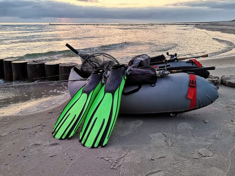 fishing with a belly boat on the Baltic Sea