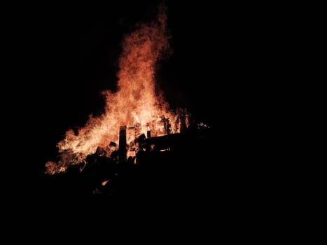 burning campfire on Martin's Day