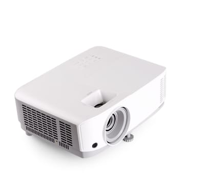 The White multimedia projector isolated on white background