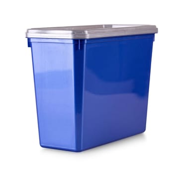 The closed blue plastic box on white background with clipping path