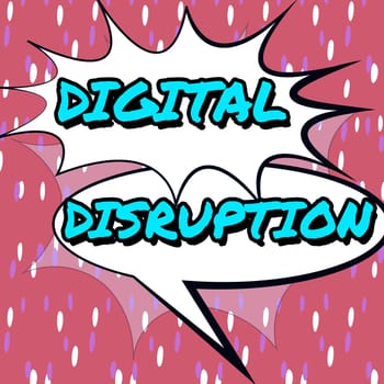 Conceptual caption Digital DisruptionChanges that affect technology markets Product makeover, Word for Changes that affect technology markets Product makeover