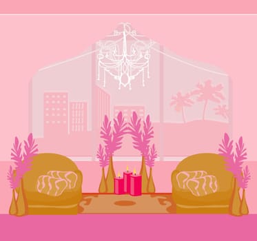 Fashionable interior of living room - vector