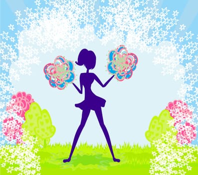 Abstract cheerleader girl poster