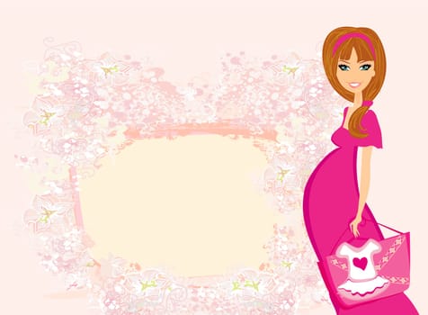 Beautiful pregnant woman on shopping for her new baby