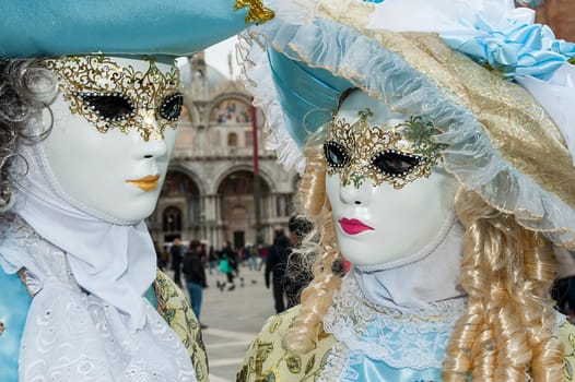 VENICE, ITALY - Febrary 7 2018: The masks of the Venice carnival 2018