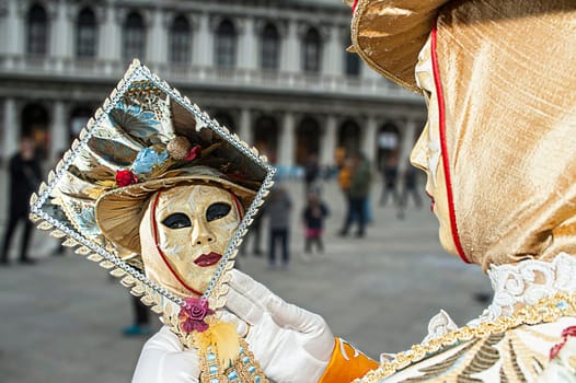 VENICE, ITALY - Febrary 7 2018: The masks of the Venice carnival 2018