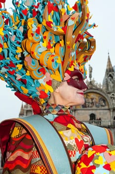 VENICE, ITALY - Febrary 7 2018: The masks of the Venice carnival 2018