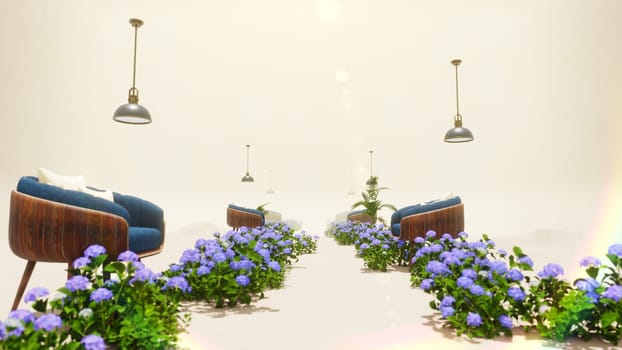 3D illustration Background for advertising and wallpaper in nature and summer scene. 3D rendering in decorative concept.