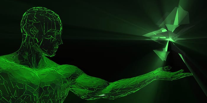 Science Technology with Man Holding Solution from Research