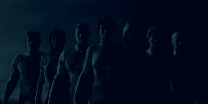 People Standing in the Shadows with Dark Shadow Business