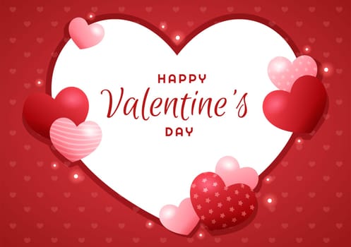 Happy Valentines Day Template Hand Drawn Cartoon Flat Illustration Which is Commemorated on February 17 for Love Greeting Card or Poster Design