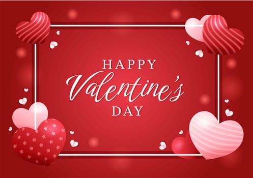Happy Valentines Day Template Hand Drawn Cartoon Flat Illustration Which is Commemorated on February 17 for Love Greeting Card or Poster Design
