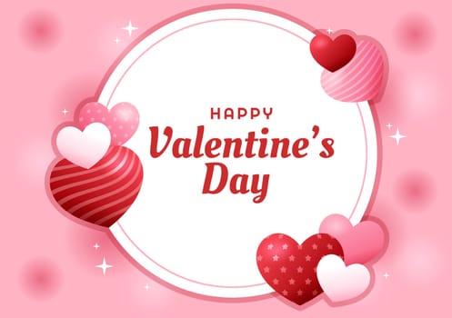 Happy Valentines Day Template Hand Drawn Cartoon Flat Illustration Which is Commemorated on February 17 for Love Greeting Card or Poster Design