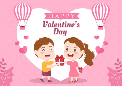 Happy Valentines Day Template Hand Drawn Cartoon Flat Illustration Which is Commemorated on February 17 for Love Greeting Card or Poster Design