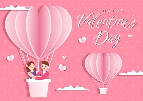 Happy Valentines Day Template Hand Drawn Cartoon Flat Illustration Which is Commemorated on February 17 for Love Greeting Card or Poster Design