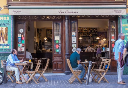 Seville, Spain - Sept 26th 2020: Typical little tavern of Macarena neighborhood, historic district of Seville, Spain