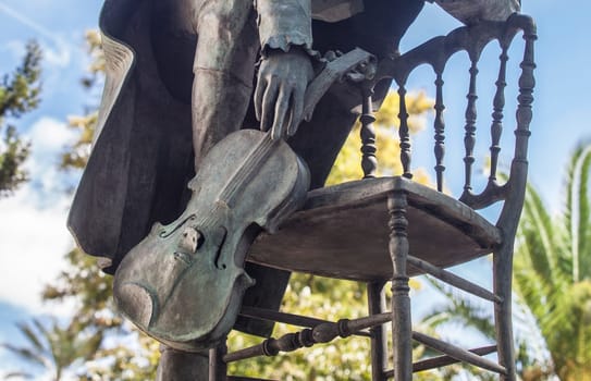 Seville, Spain - Sept 27th, 2020: Mozart sculpture, Seville, Spain. Placed beside Maestranza Theater, Rolando Campos sculpter