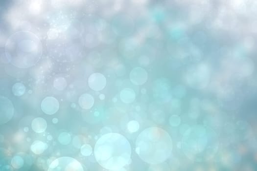 Abstract blurred fresh vivid spring summer light delicate pastel blue turquoise bokeh background texture with bright circular soft color lights. Card concept. Beautiful backdrop illustration.