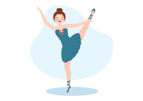 Ballet Template Hand Drawn Cartoon Flat Illustration Female Beautiful Ballerina Dancing Wearing Tutu Costumes on Stage Design
