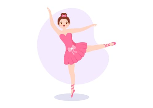 Ballet Template Hand Drawn Cartoon Flat Illustration Female Beautiful Ballerina Dancing Wearing Tutu Costumes on Stage Design