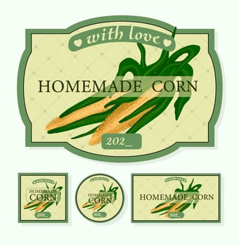 Label for homemade corn. canned corn packaging. Vector corn