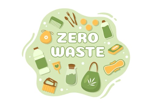 Zero Waste Template Hand Drawn Cartoon Flat Illustration with Durable and Reusable Items or Products to be Environmentally Friendly Design