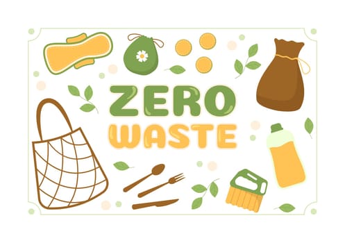 Zero Waste Template Hand Drawn Cartoon Flat Illustration with Durable and Reusable Items or Products to be Environmentally Friendly Design