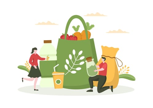 Zero Waste Template Hand Drawn Cartoon Flat Illustration with Durable and Reusable Items or Products to be Environmentally Friendly Design