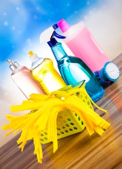 Cleaning supplies,home work colorful theme