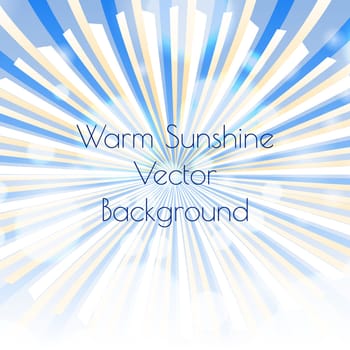 Blue sky blurred rays for retro background design. Vector illustration.