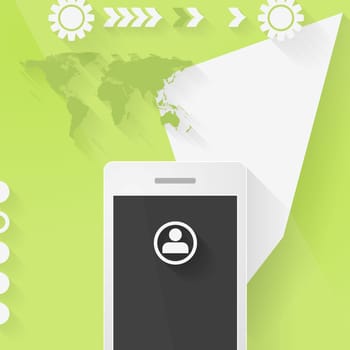 Abstract vector concept flat tech design with mobile phone