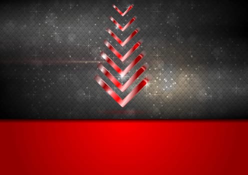 Bright red fir-tree christmas background. Vector design