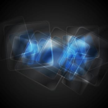 Abstract blue glossy squares background. Vector design