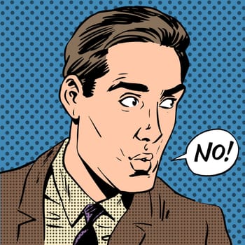 Elegant man says no pop art comics retro style Halftone. Imitation of old illustrations.