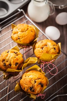Homemade muffins with baking ingredients