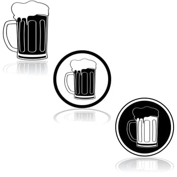 Icon set showing a black and white beer mug