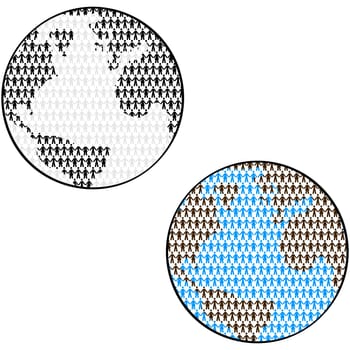 Concept illustration showing the Earth made up of people