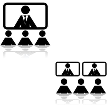 Icon set showing two different teleconference settings