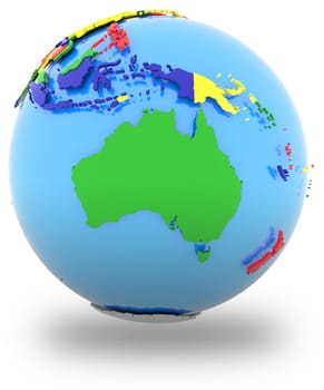 Political map of Australia  with countries in four colours, isolated on white background.